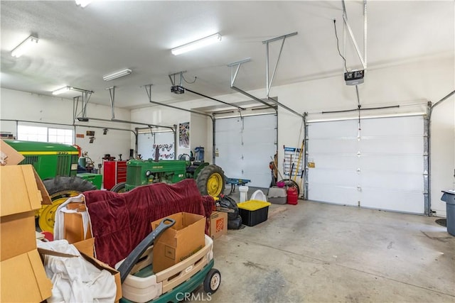 garage with a garage door opener