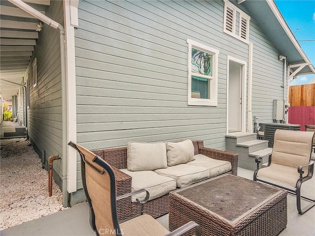 view of patio featuring an outdoor hangout area and central air condition unit