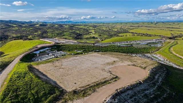 birds eye view of property with a rural view