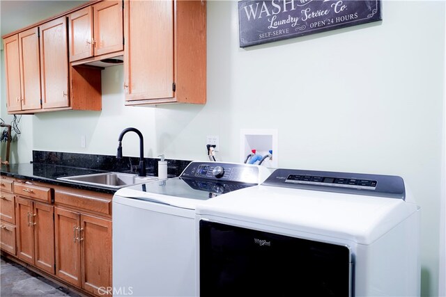 2425 N Fillmore Ave, Rialto, CA 92377 - laundry room featuring washing machine and clothes dryer, cabinet space, and a sink