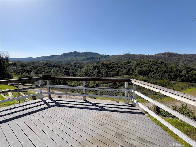 deck featuring a mountain view