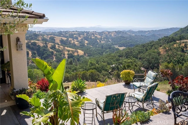 exterior space featuring a mountain view