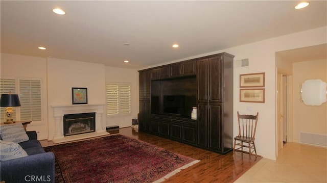 living room with hardwood / wood-style flooring