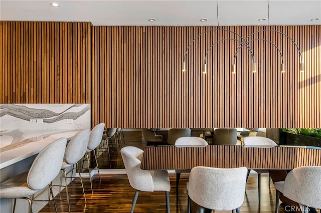 interior space with dark hardwood / wood-style flooring