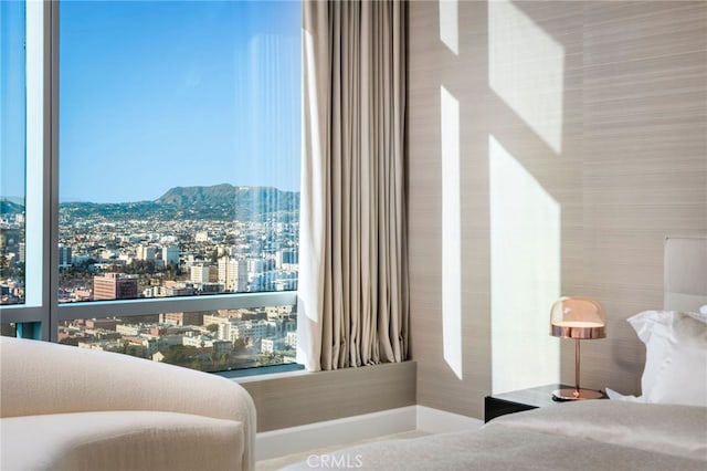 bedroom with a mountain view