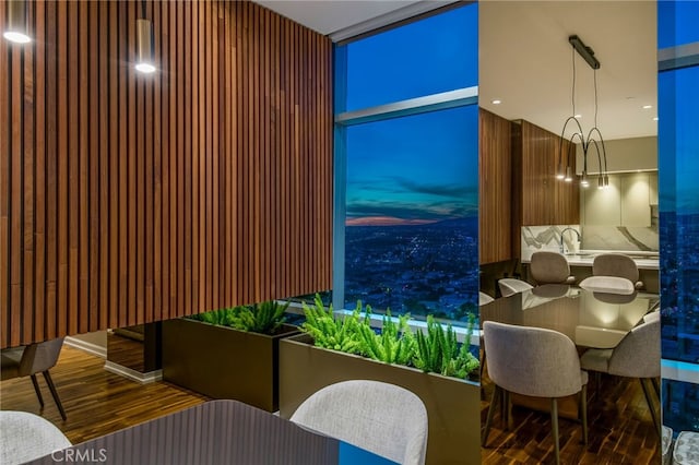 interior space featuring sink and hardwood / wood-style flooring