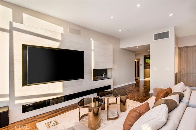 living room with hardwood / wood-style flooring