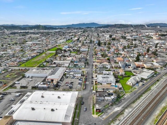 aerial view with a mountain view