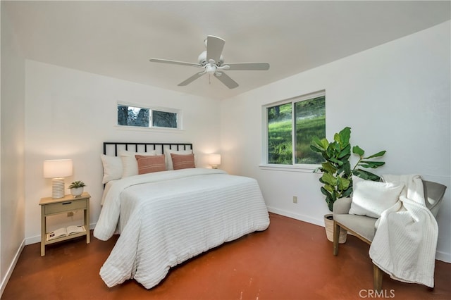 bedroom featuring ceiling fan