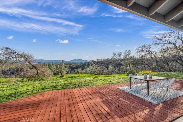 deck featuring a mountain view