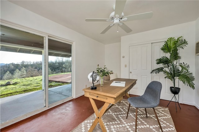 office featuring ceiling fan