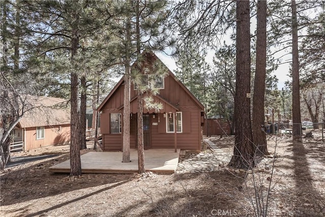 view of front of home with a wooden deck