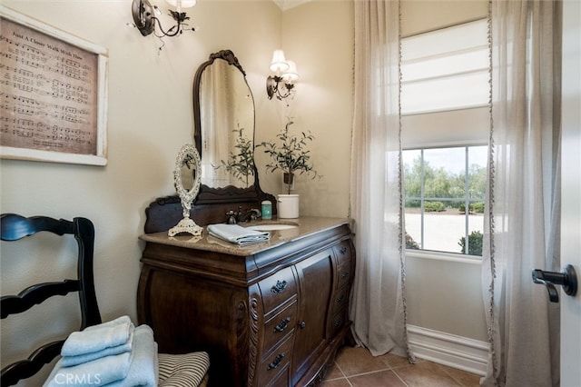 interior space featuring tile patterned flooring and vanity