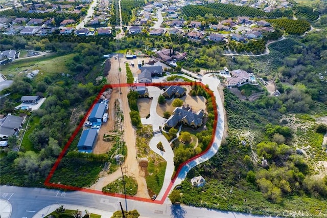 aerial view with a residential view