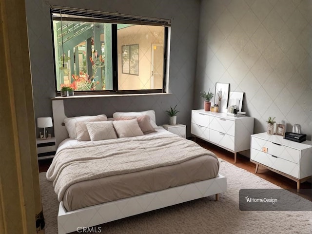 bedroom featuring dark wood-style floors