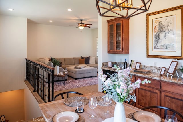 dining area featuring ceiling fan