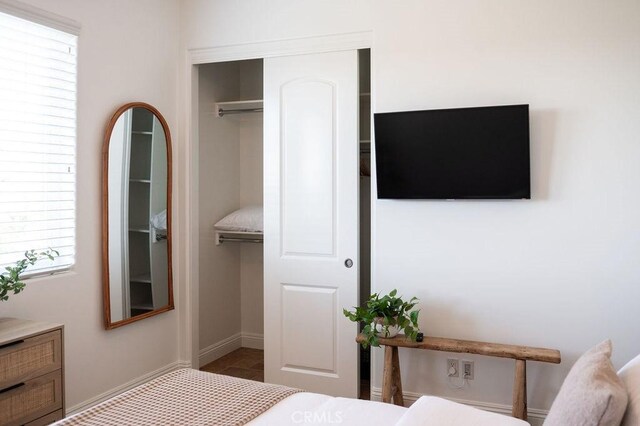 bedroom with multiple windows and a closet