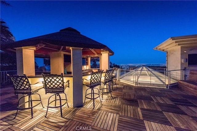 patio at night with a bar