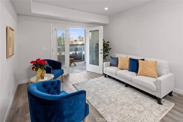 living room with hardwood / wood-style flooring