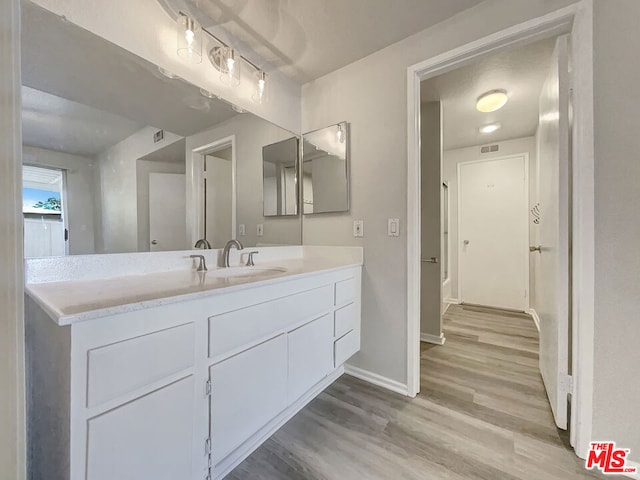 bathroom featuring wood-type flooring and vanity