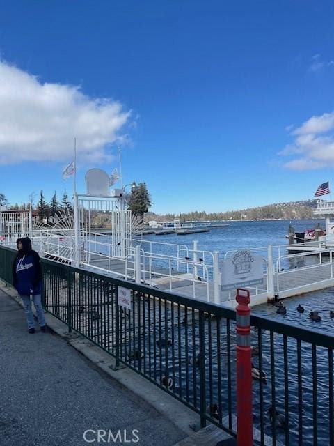 dock area featuring a water view