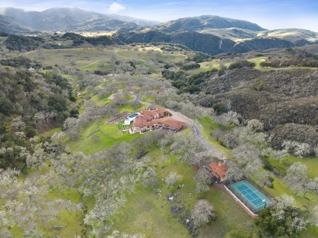 aerial view with a mountain view