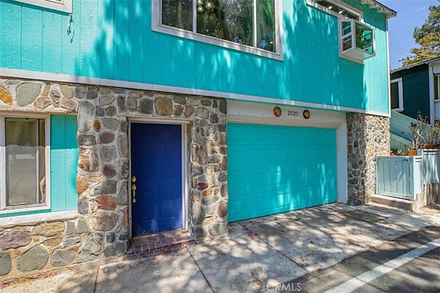 exterior space with a garage