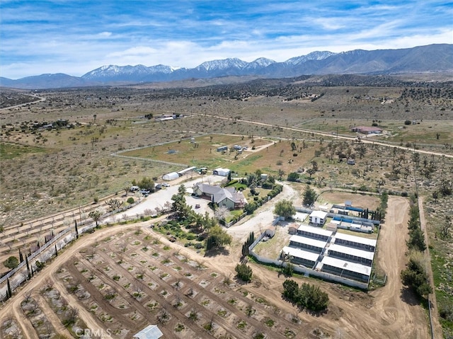 birds eye view of property featuring a mountain view