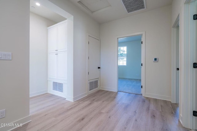 interior space with light hardwood / wood-style floors