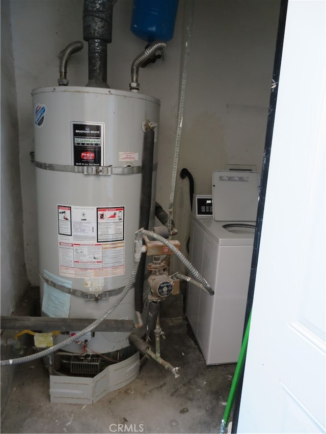 utility room with water heater and washer / clothes dryer