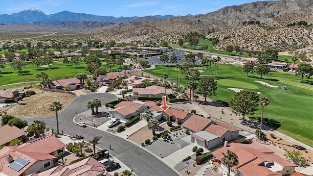 drone / aerial view featuring a mountain view