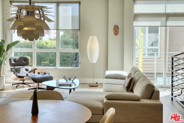 living room with hardwood / wood-style floors