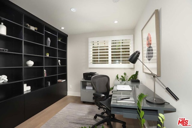 office area featuring hardwood / wood-style flooring