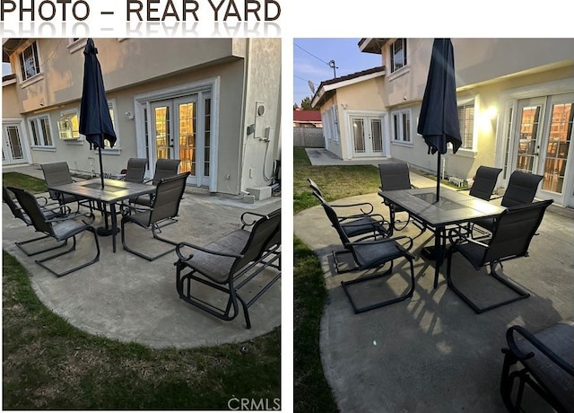 view of patio featuring outdoor dining area and french doors