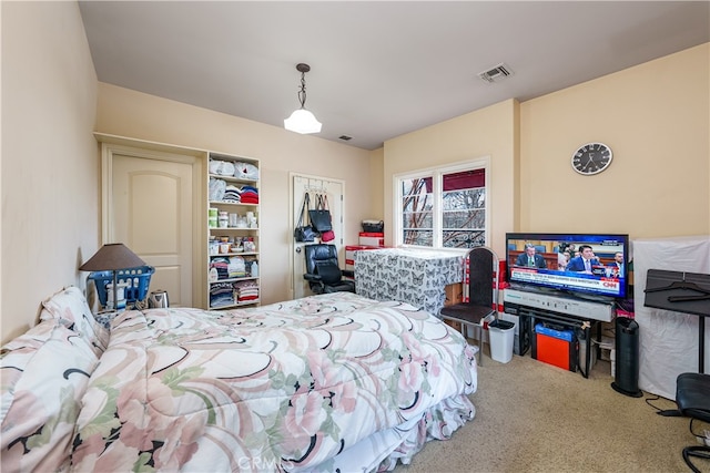 bedroom with a closet and carpet flooring