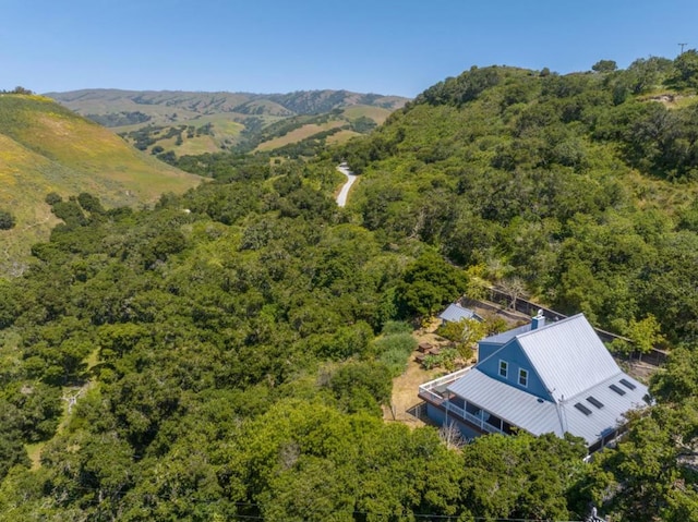 birds eye view of property featuring a mountain view