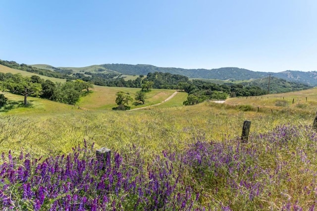 mountain view featuring a rural view