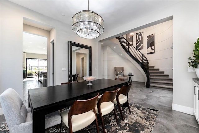 dining room featuring a notable chandelier