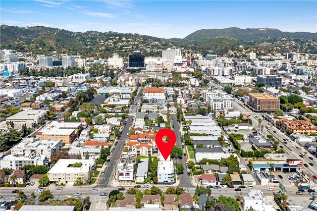 drone / aerial view with a mountain view