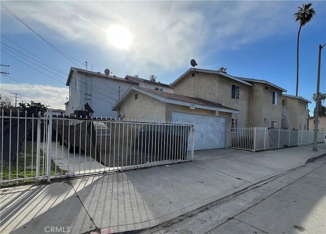 exterior space with a garage