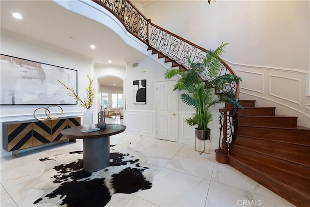 entryway with ornamental molding