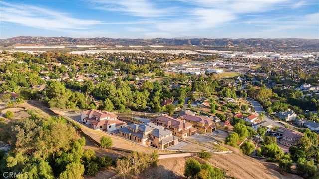 bird's eye view with a mountain view