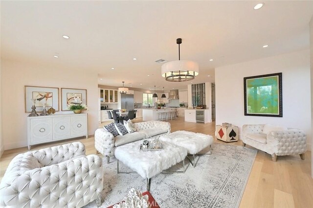 living room featuring light hardwood / wood-style floors