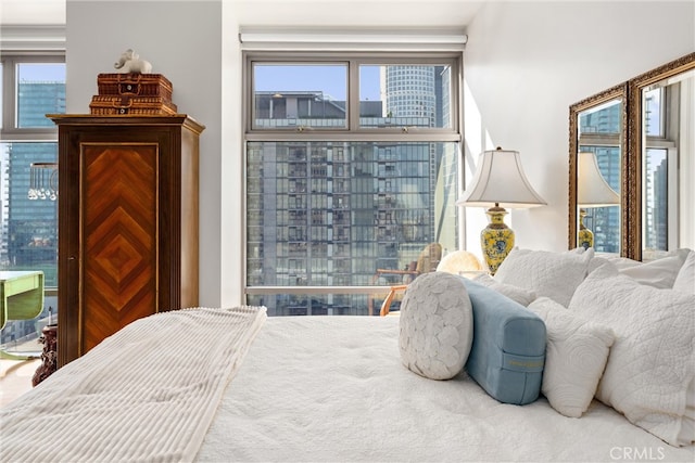 bedroom with multiple windows