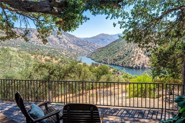 view of mountain feature featuring a water view