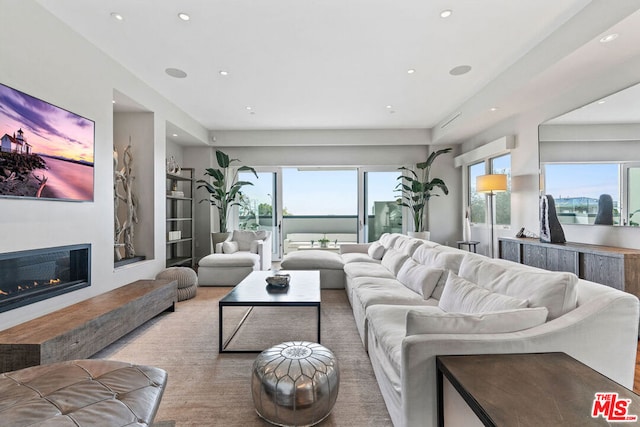 living room featuring light wood-type flooring