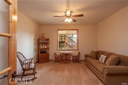 interior space featuring ceiling fan