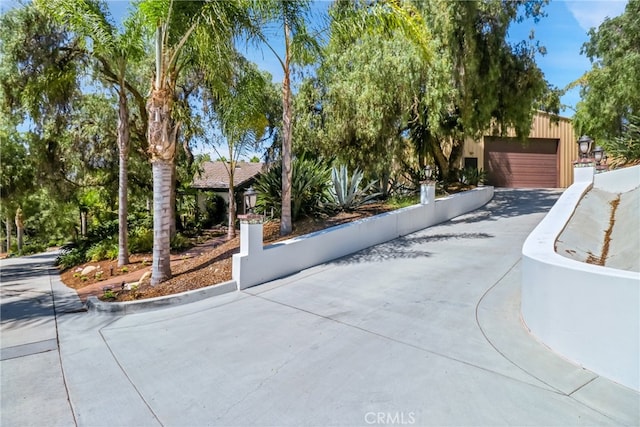 exterior space featuring a garage