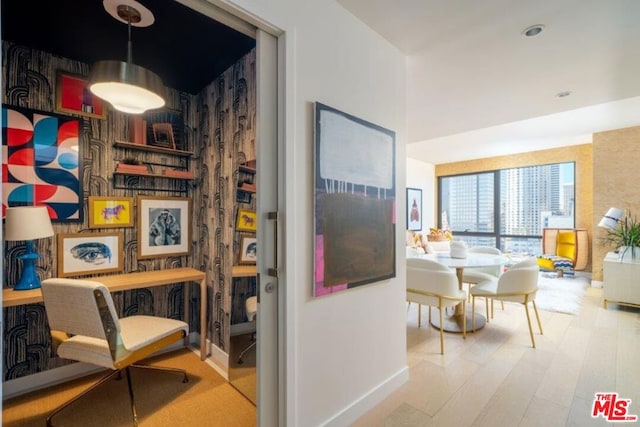 interior space with light wood-type flooring