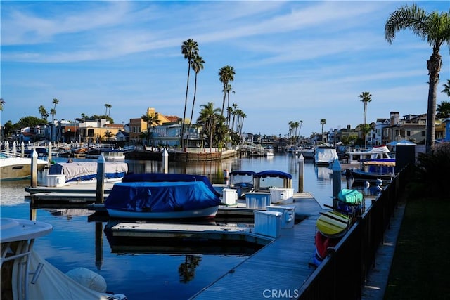 dock area featuring a water view